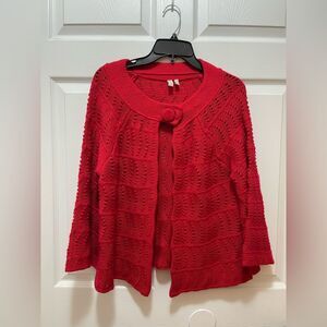 Womens Knitted Cardigan Sweater Size M Cape Button Red Madison